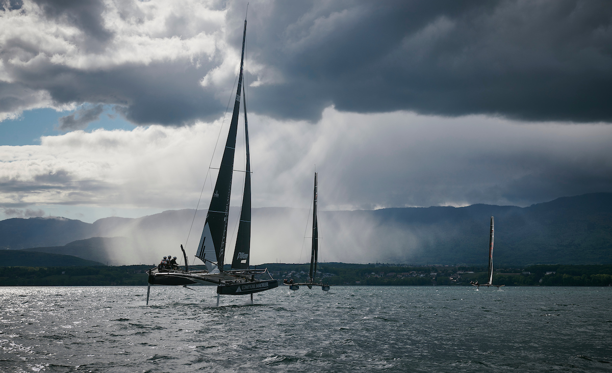 catamarans in lake geneva near nyon switzerland