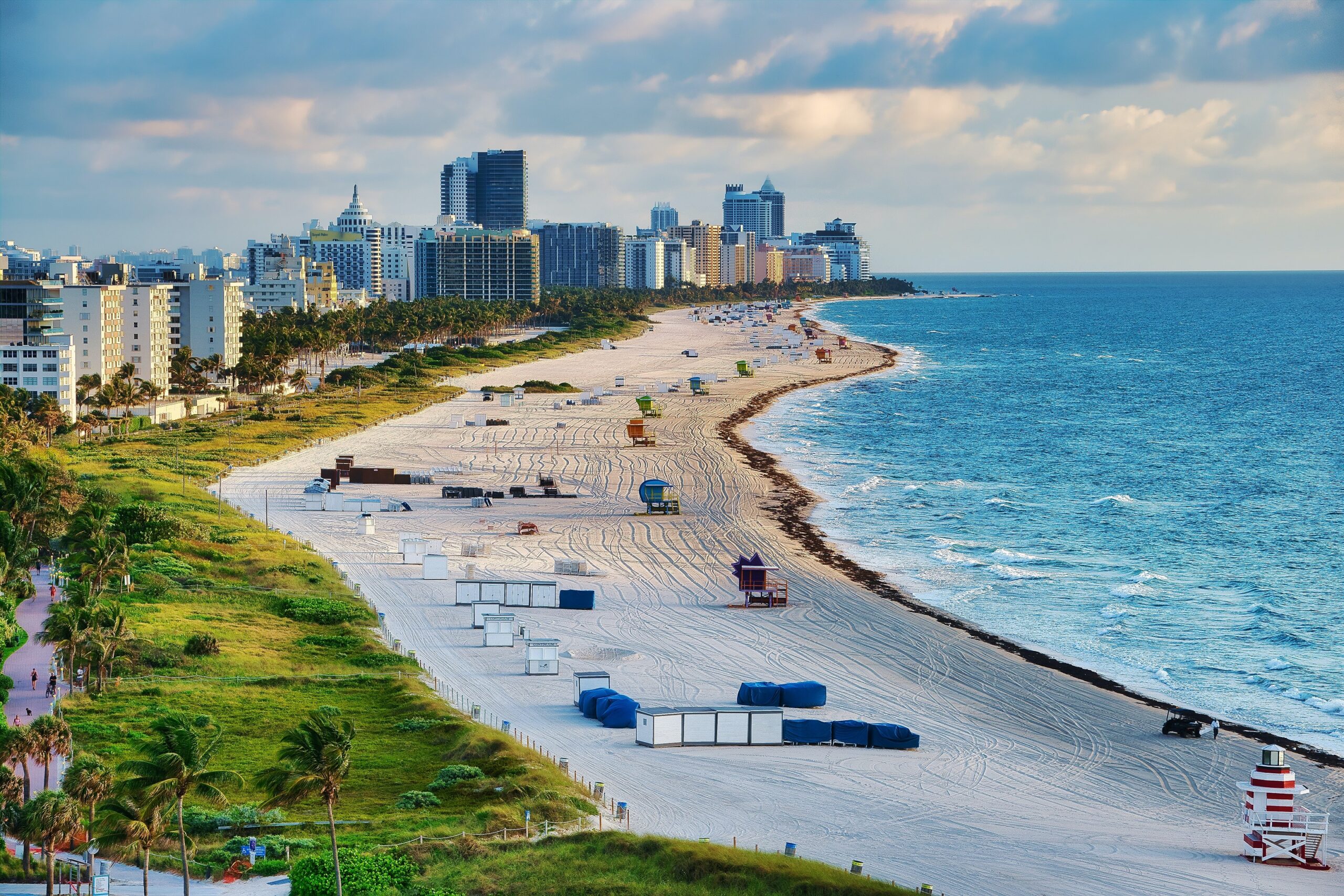 florida beachfront with residential towers in the background